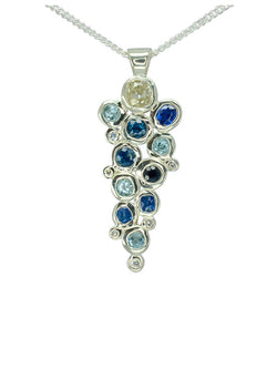 Water Bubbles Diamond, Aquamarine and Sapphire Pendant Pendant Pruden and Smith   