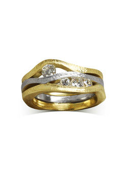 Trap Textured Three Band Diamond Ring Pruden and Smith