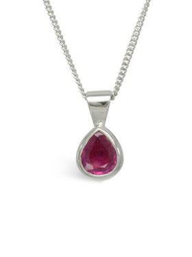 Pear Shaped Solid Gold Ruby Pendant Pendant Pruden and Smith 9ct White Gold  