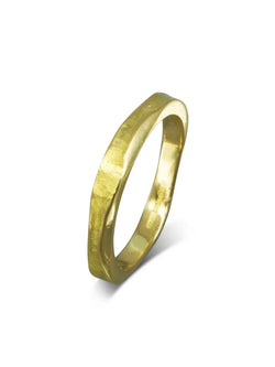 Side Hammered Yellow Gold Wedding Ring (3mm) Ring Pruden and Smith   