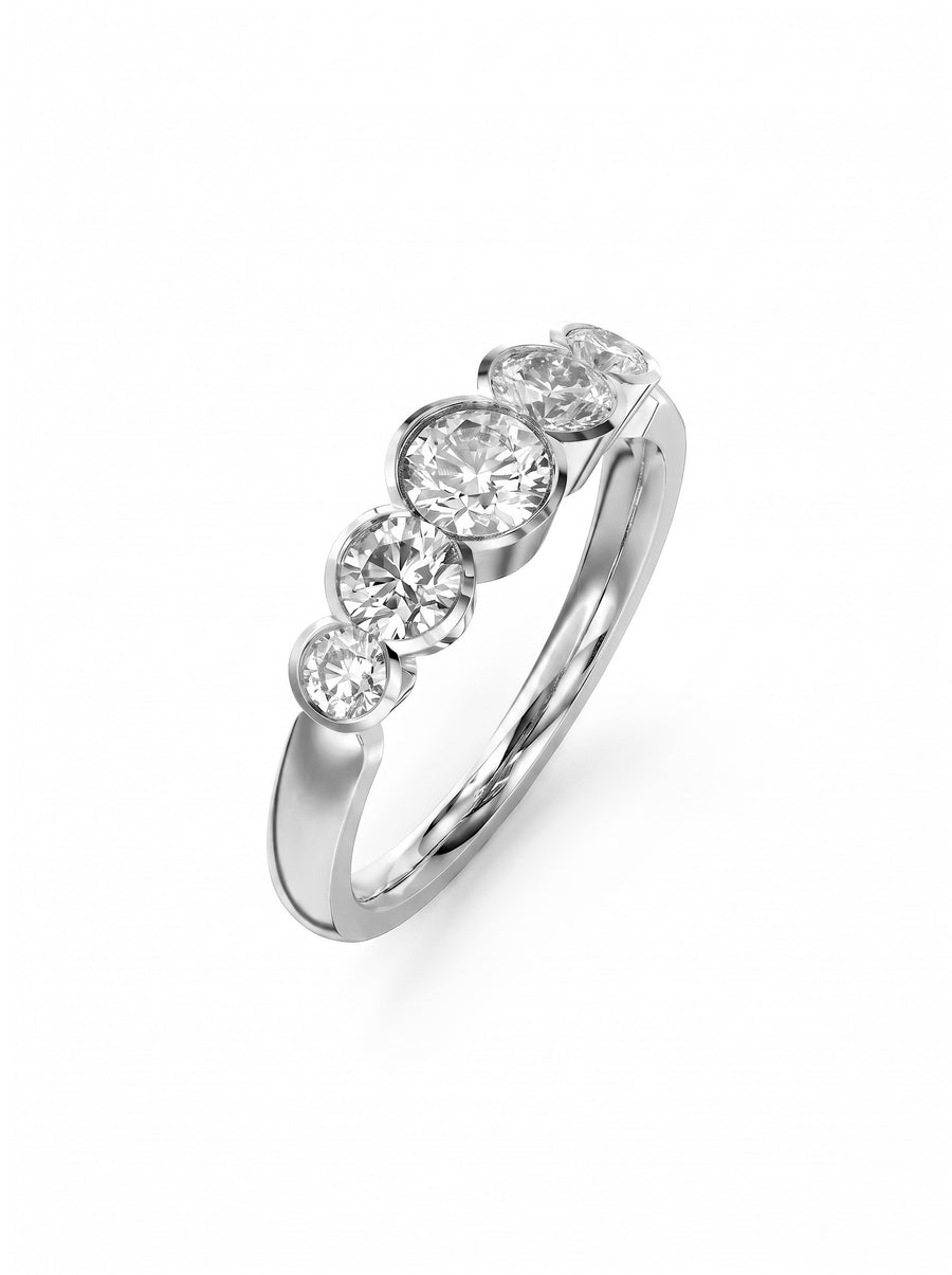 Art Deco Round Brilliant Cut Diamond Engagement Ring