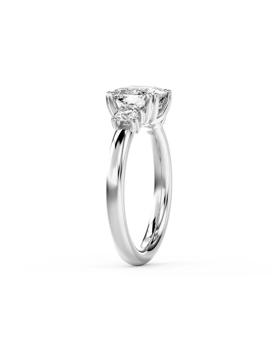 Cushion Cut Trilogy Engagement Ring