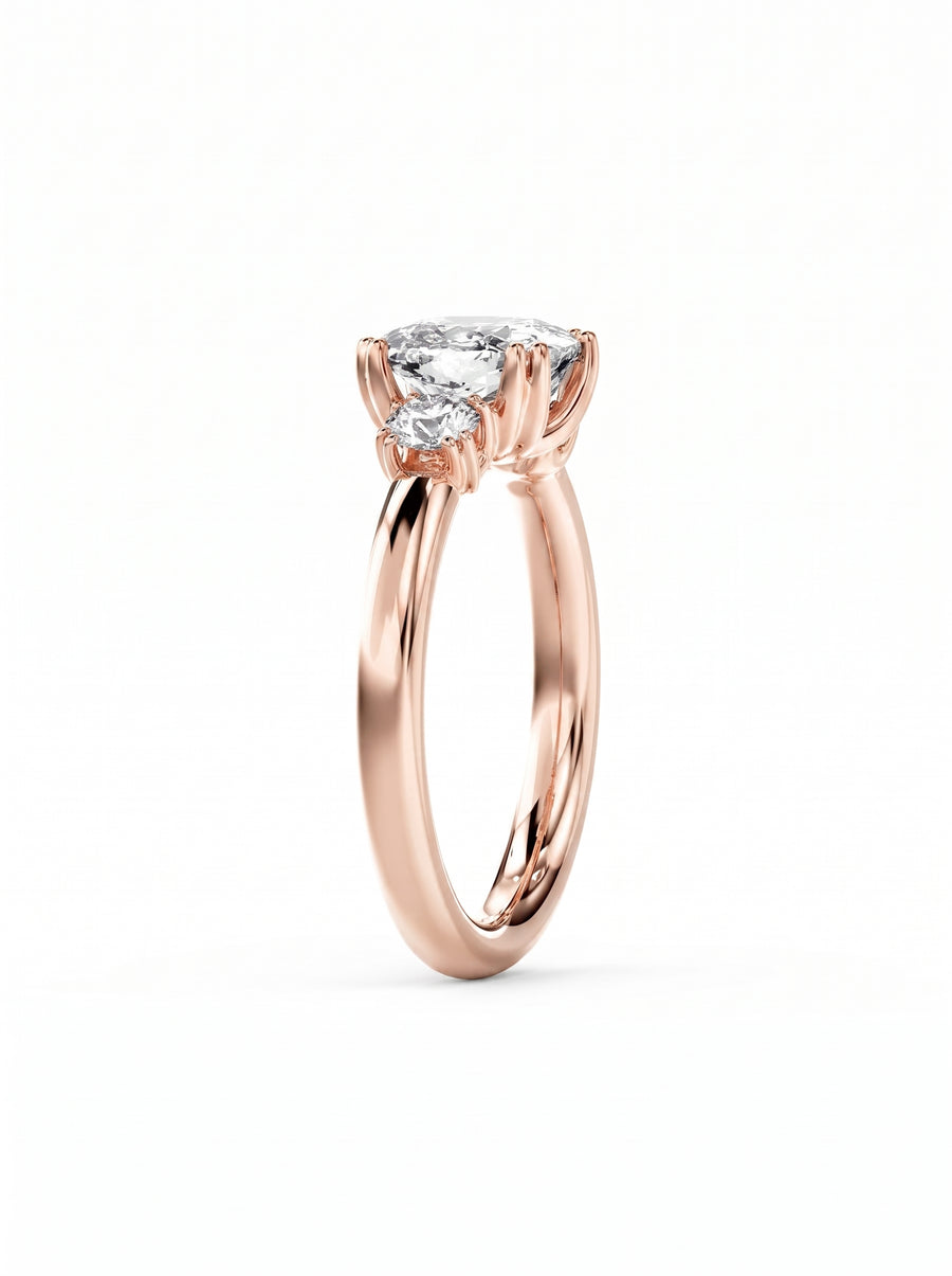 Cushion Cut Trilogy Engagement Ring