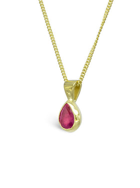 Gold Ruby Pear Shaped Pendant Pendant Pruden and Smith 18ct Yellow Gold  