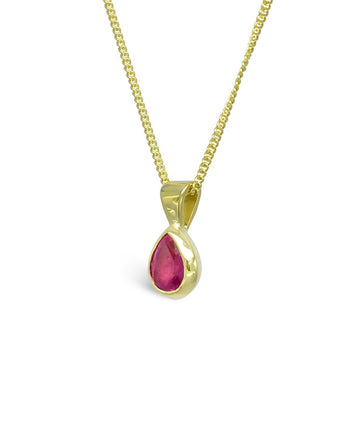 Pear Shaped Solid Gold Ruby Pendant Pendant Pruden and Smith 18ct Yellow Gold  