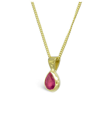 Pear Shaped Solid Gold Ruby Pendant Pendant Pruden and Smith 18ct Yellow Gold  