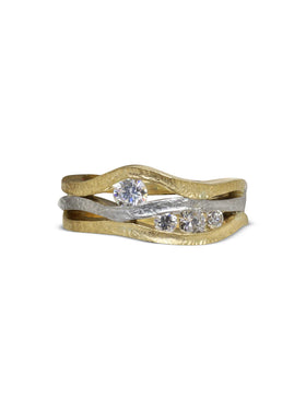 Trap Textured Three Band Diamond Ring Ring Pruden and Smith   