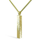 Hammered 9ct Yellow Gold Bar Pendant Pendant Pruden and Smith   