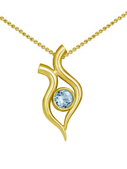 Spiky 9ct Gold Aquamarine Pendant Pendant Pruden and Smith 9ct Yellow Gold  