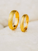 gold rough wedding rings