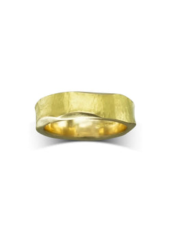 Side Hammered Textured Yellow Gold Wedding Ring (8mm) Ring Pruden and Smith   