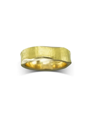 Side Hammered Textured Yellow Gold Wedding Ring (8mm) Ring Pruden and Smith   