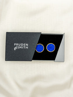 Lapis Lazuli Round Silver Stud Earrings (Large) Earstuds Pruden and Smith   