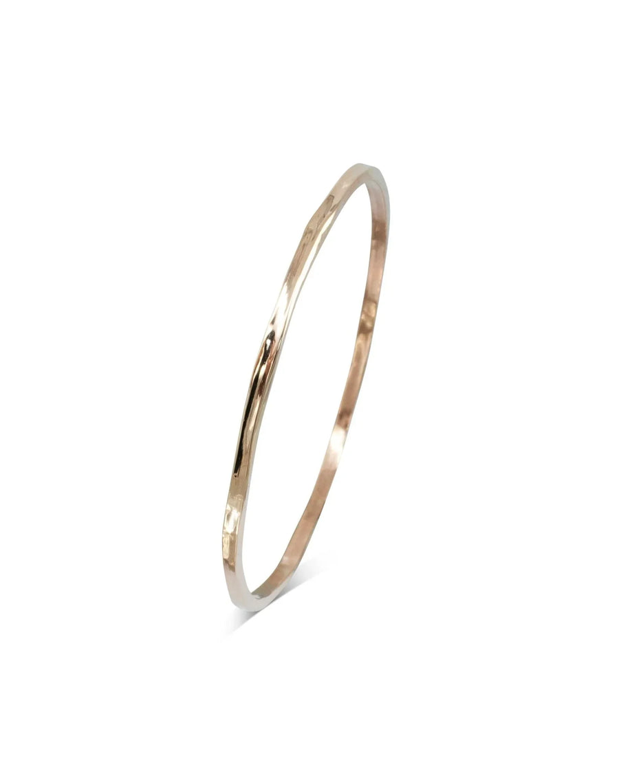 Side Hammered 9ct Solid Gold Bangle (3mm) Bangle Pruden and Smith