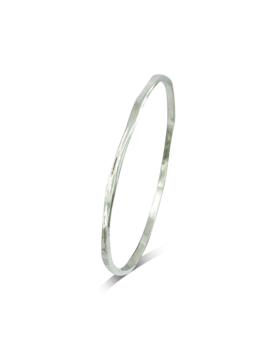 Side Hammered 9ct Solid Gold Bangle (3mm) Bangle Pruden and Smith