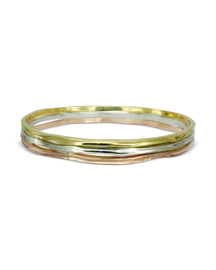 Side Hammered 9ct Solid Gold Bangle (3mm) Bangle Pruden and Smith