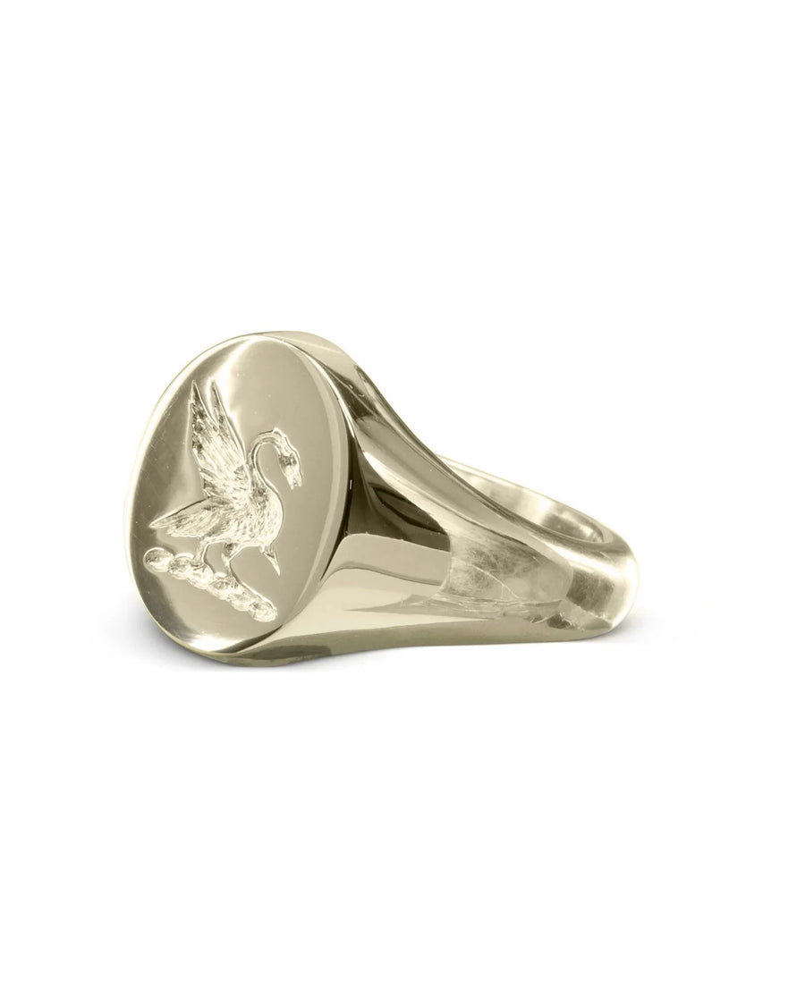 Solid white gold signet ring
