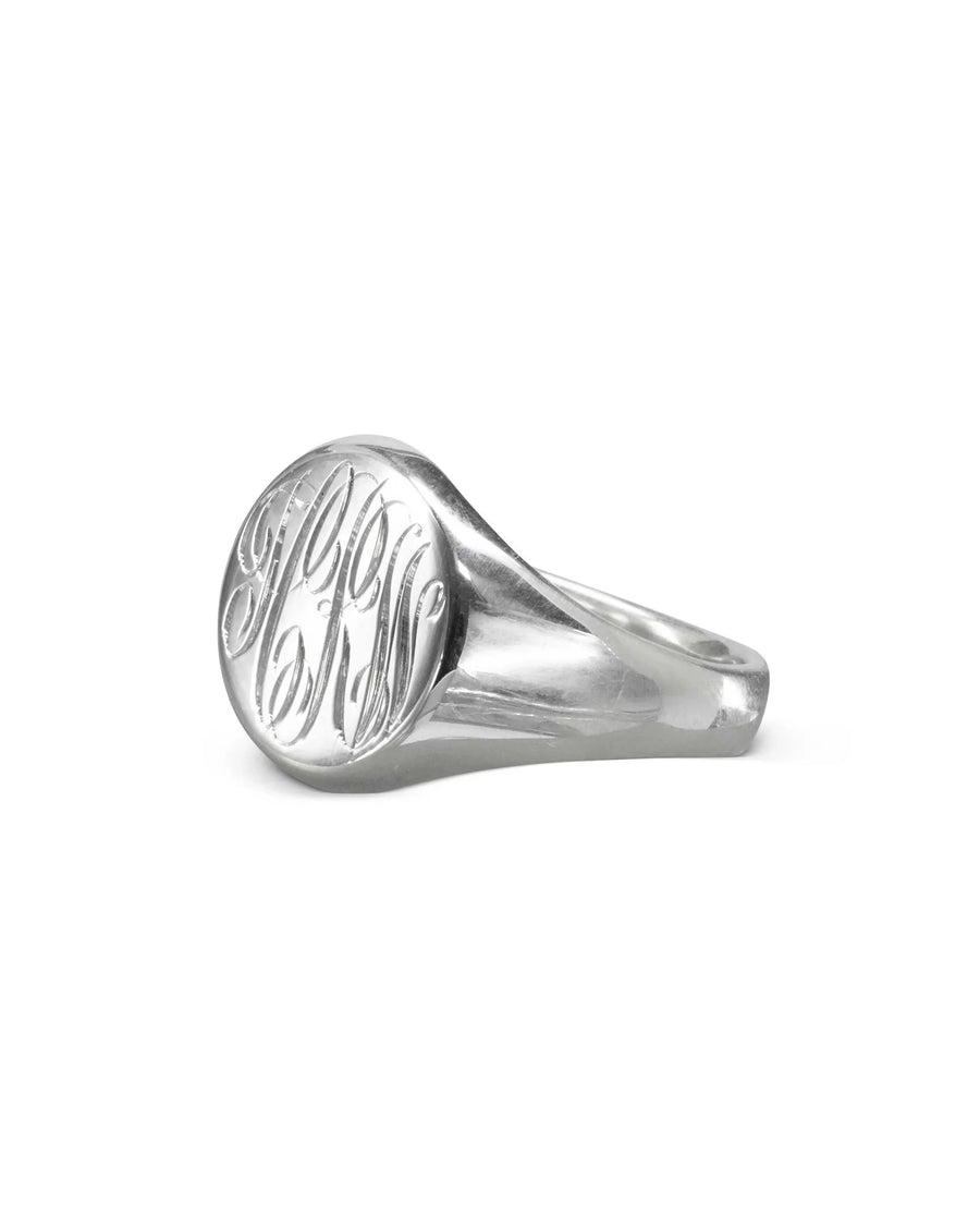 Hand Engraved Initials Signet Ring-Yellow Gold Ring Pruden and Smith