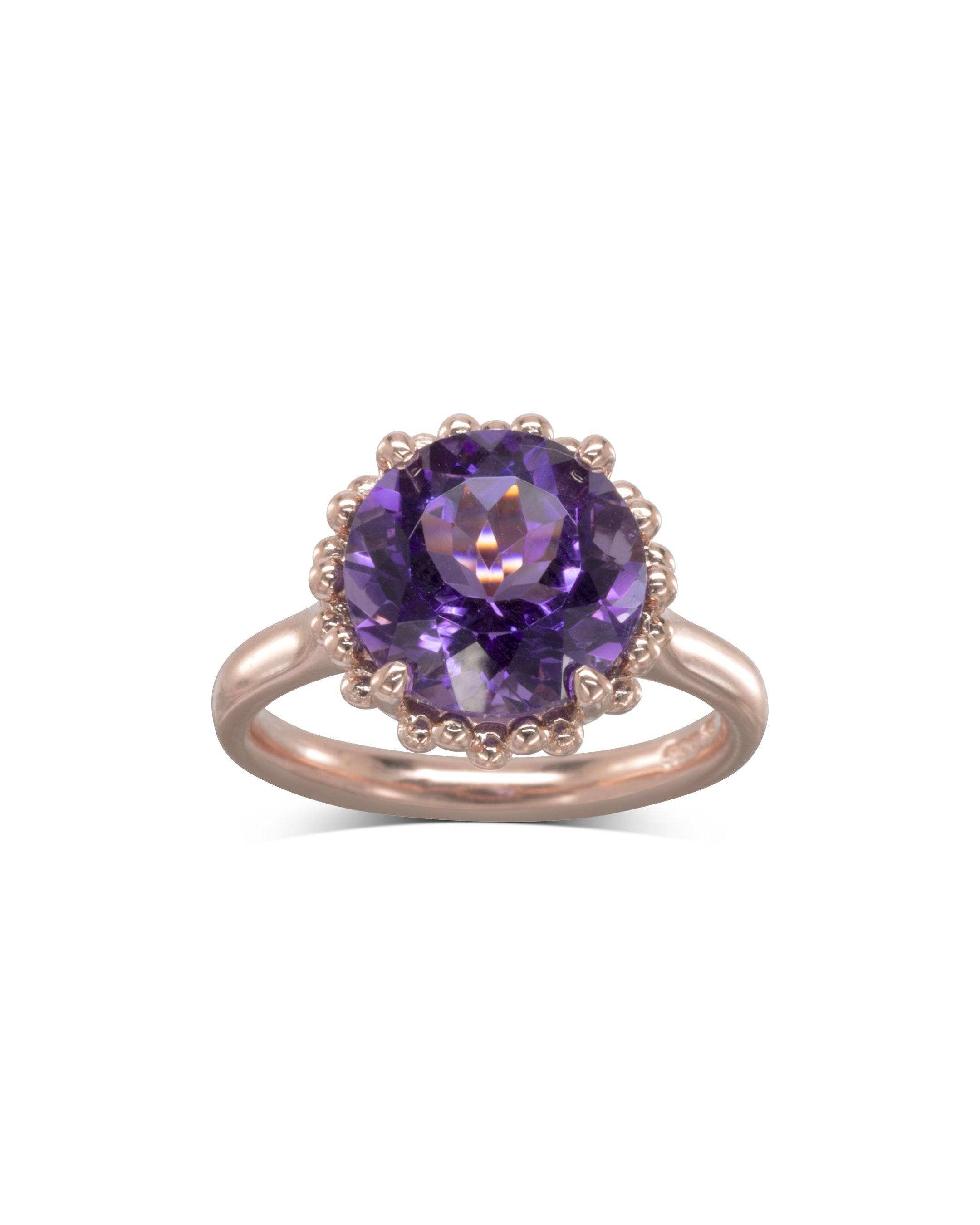 Unusual Vintage Amethyst Beaded Rose Gold Dress Ring Pruden and Smith