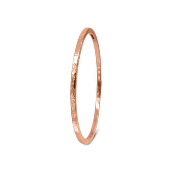 Hammered Solid 9ct Gold Square Bangle Bangle Pruden and Smith Large (68mmID) 9ct Rose Gold 