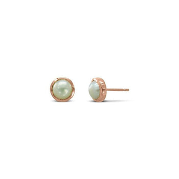 Wavy Edged 9ct Gold and Pearl Stud Earrings Earring Pruden and Smith 9ct Rose Gold  