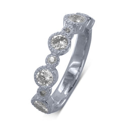 Vintage Gold Alternating Diamond Eternity Ring Ring Pruden and Smith Platinum  
