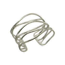 Six Strand Rough Solid 9ct Gold Cuff Bangle Bangle Pruden and Smith 9ct White Gold  