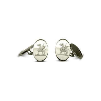 Engraved Solid Gold Cufflinks Cufflink Pruden and Smith 9ct White Gold  