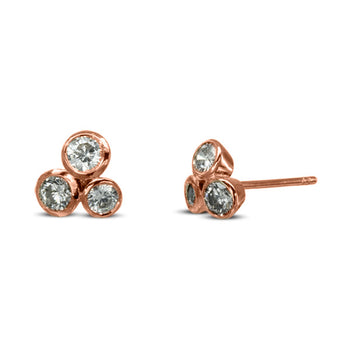 Gold Diamond Trefoil Stud Earrings (0.5ct) Earring Pruden and Smith 9ct Rose Gold  