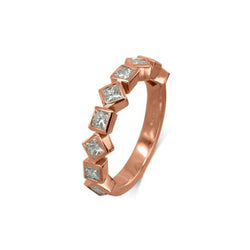 Alternating Princess Cut Diamond Half Eternity Ring Ring Pruden and Smith 18ct Rose Gold  
