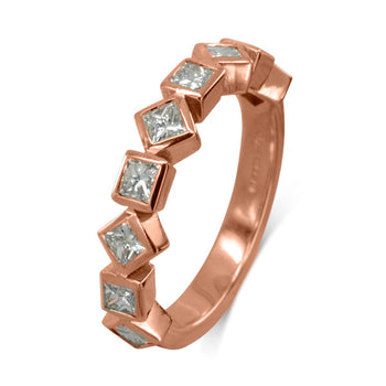 Alternating Princess Cut Diamond Half Eternity Ring Ring Pruden and Smith 18ct Rose Gold  