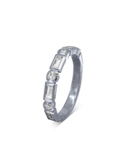 Alternating Baguette and Round Diamond Half Eternity Ring Ring Pruden and Smith Platinum 40% Set Band 