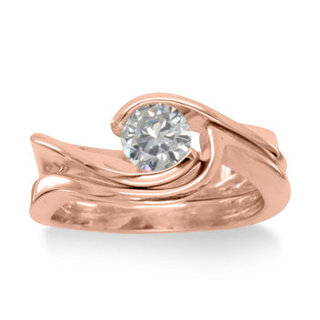 Flat Twist Diamond Engagement and Shaped Wedding Band Ring Pruden and Smith 18ct Rose Gold Engagement Ring 