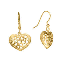 Pierced Heart Drop Earrings Earring Pruden and Smith 9ct Yellow Gold  