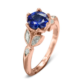 Vintage Sapphire Engagement Ring Ring Pruden and Smith 18ct Rose Gold  