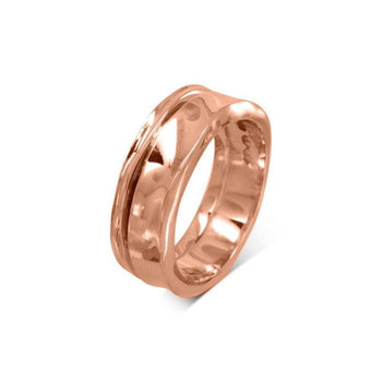 Side Hammered Gold Wedding Ring (7mm) Ring Pruden and Smith 18ct Rose Gold Heavy Weight 2mm Thick 