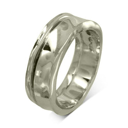 Side Hammered Gold Wedding Ring (7mm) Ring Pruden and Smith 9ct White Gold Heavy Weight 2mm Thick 