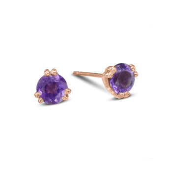 Double Claw Amethyst Stud Earrings Earring Pruden and Smith 9ct Rose Gold  