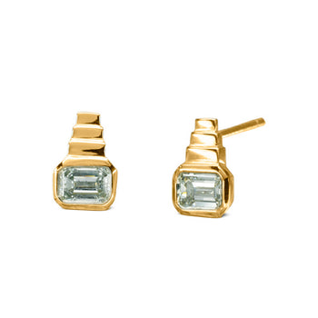 Art Deco 9ct Gold Diamond Stud Earrings Earring Pruden and Smith 9ct Yellow Gold  