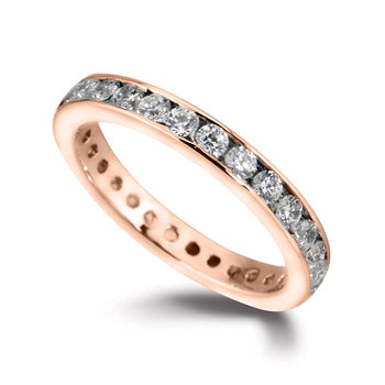 Channel Set Round Brilliant Diamond Full Eternity Ring (1ct) Ring Pruden and Smith 18ct Rose Gold  