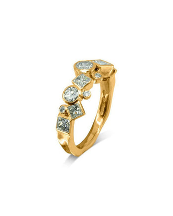 Water Bubbles Random Diamond Half Eternity Ring Ring Pruden and Smith 18ct Yellow Gold  