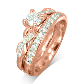 Twist Engagement Ring and Wedding Band Set Ring Pruden and Smith 18ct Rose Gold  