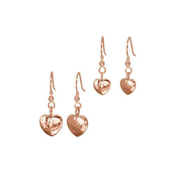 Solid 9ct Gold Heart Hammered Earrings Earring Pruden and Smith 12mm 9ct Rose Gold 
