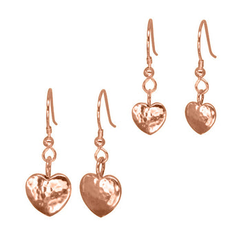 Solid 9ct Gold Heart Hammered Earrings Earring Pruden and Smith 12mm 9ct Rose Gold 