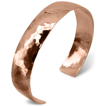 Hammered Convex Solid 9ct Gold Cuff Bangle Bangle Pruden and Smith 9ct Rose Gold  