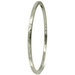 Hammered Solid 9ct Gold Square Bangle Bangle Pruden and Smith Large (68mmID) 9ct White Gold 