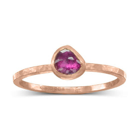 Rose Cut Ruby Stacking Ring Ring Pruden and Smith 18ct Rose Gold  
