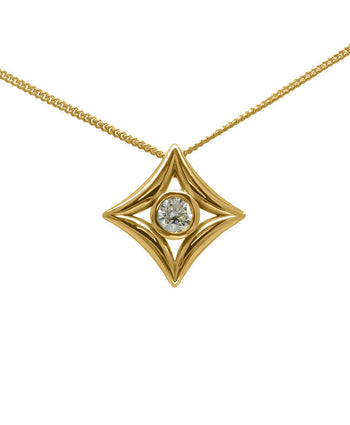 Spiky Square 9ct Gold Diamond Pendant Pendant Pruden and Smith 9ct Yellow Gold  