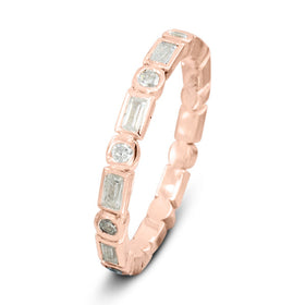Fine Baguette Round Alternating Eternity Ring Ring Pruden and Smith 18ct Rose Gold  