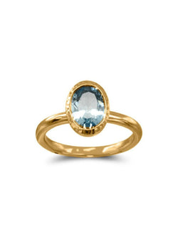 Rose Gold Aquamarine Ring Ring Pruden and Smith 18ct Yellow Gold  